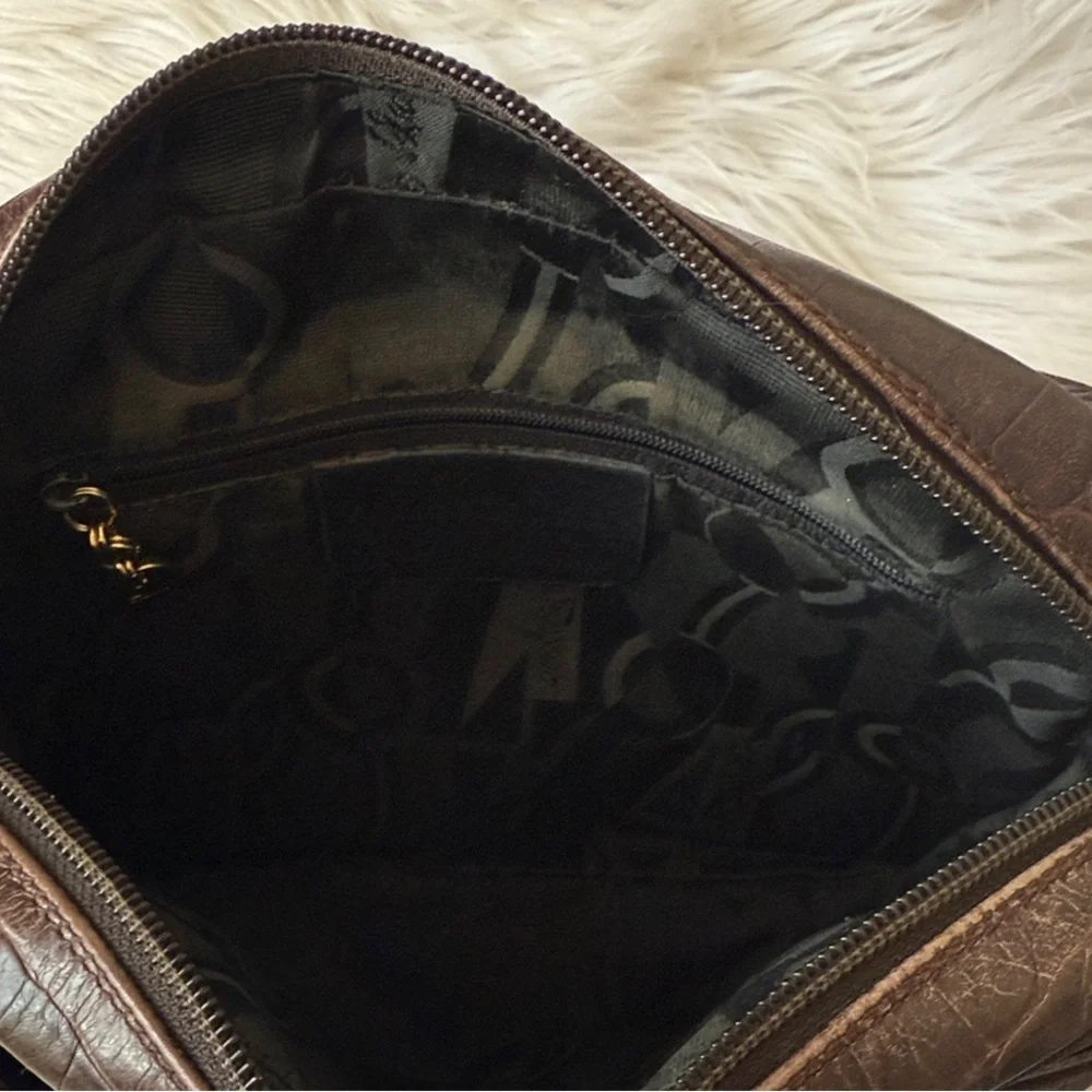 Salvatore Ferragamo Vara Brown Embossed Leather Designer Shoulder/ Crossbody Bag - Picture 12 of 16